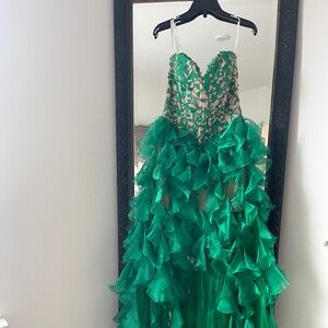 Sherri Hill Green strapless Corset dress
